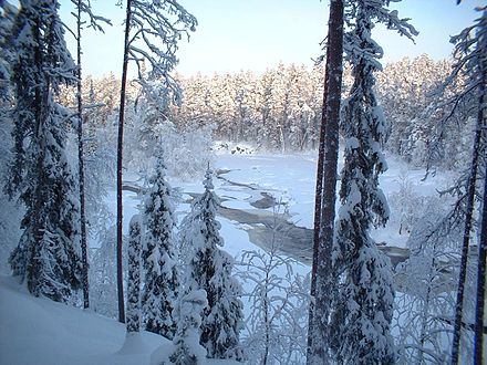 River in wintertime. Oulanka National Park.