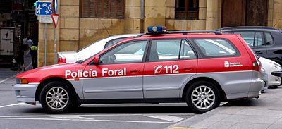 Patrol unit from the Policía Foral, the Navarrese autonomous police force, that largely replaces the Spanish National Police and the Civil Guard in this territory.