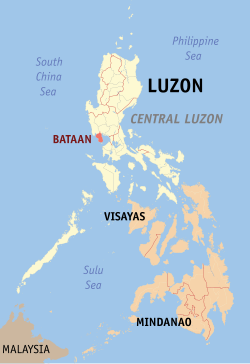 Mapa iti Filipinas a mangipakita ti pakasarakan iti Bataan.