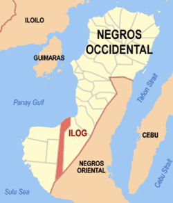 Mapa de Negros Occidental con Ilog resaltado