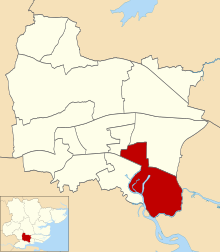 Location of Pitsea West ward Pitsea West ward in Basildon 1979.svg