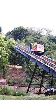 Cerbyd ar Monongahela Incline yn Pittsburgh, Pennsylvania, Unol Daleithiau America