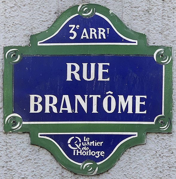 File:Plaque Rue Brantôme - Paris III (FR75) - 2021-06-16 - 1.jpg