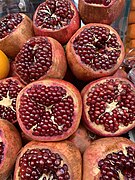 Cut pomegranate, at a market