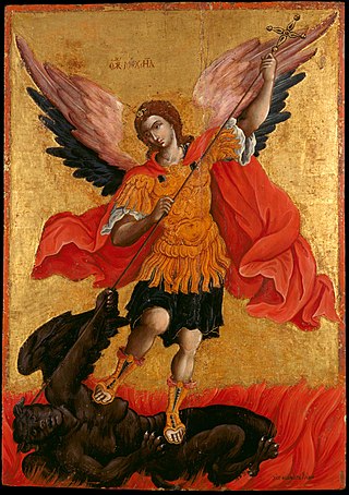 <i>The Archangel Michael</i> (Poulakis) Painting by Theodore Poulakis