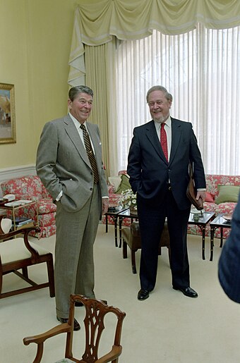 Bork (right) with President Ronald Reagan, 1987