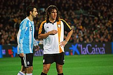 Puyol playing for Catalonia in a 2009 friendly match against Argentina at Camp Nou.