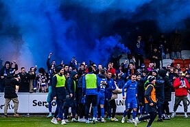 RFS defeated Metta to clinch the 2023 Virsliga title on the final matchday of the season. RFS fans.jpg