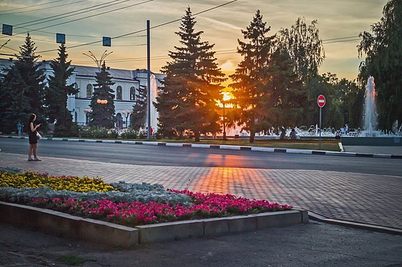 Sunset over the Railway station, Tambov, Russia