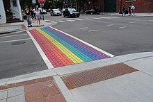 A rainbow pedestrian crossing in Chicago, United States Rainbow pedestrian in Chicago.jpg