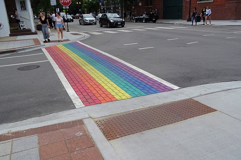 File:Rainbow pedestrian in Chicago.jpg