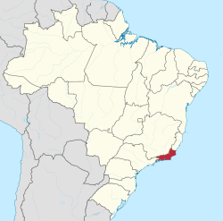 Расположение штата Рио-де-Жанейро в Бразилии 