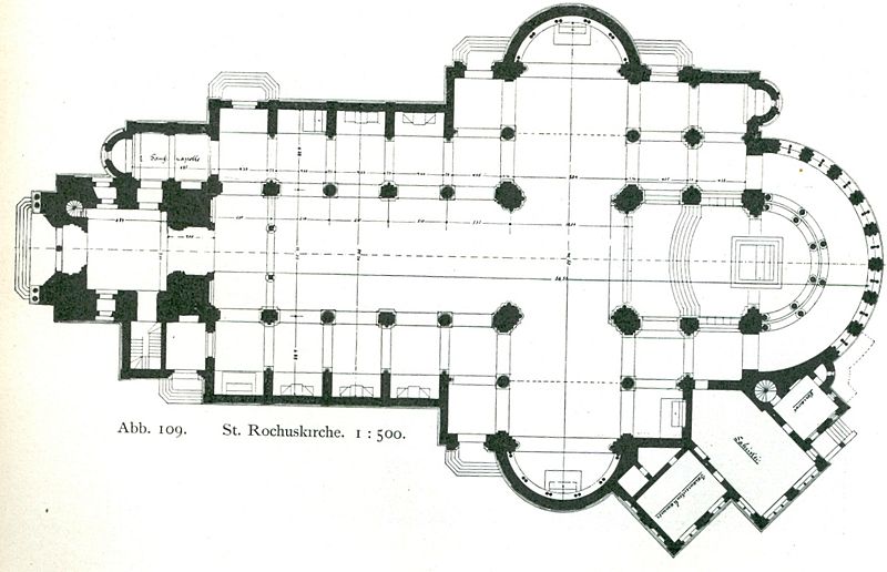 File:Rochuskirche in Düsseldorf, erbaut von 1894 bis 1897, Architekt Josef Kleesattel, Grundriss.jpg