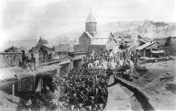 Entrance of the Russian troops in Tiflis, 26 November 1799, by Franz Roubaud, 1886