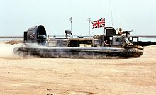 A Griffon 2000 TDX Class hovercraft of the Royal Marines on patrol in Iraq in April 2003 Royal Marine Hovercraft on Patrol in Iraq MOD 45142903.jpg