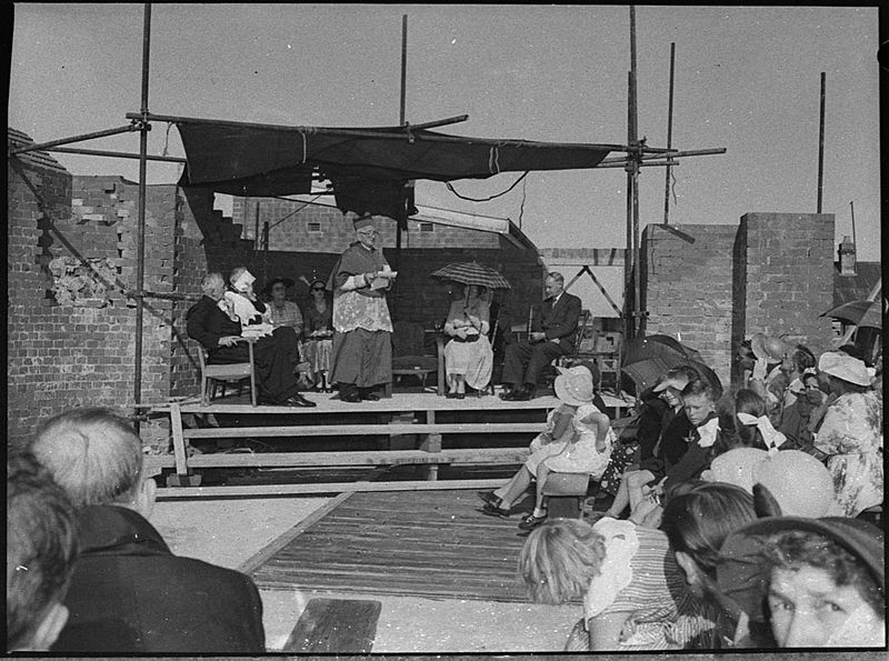 File:SLNSW 33145 Laying foundation stone of Tighes Hill Catholic Church by the Bishop of Maitland Right Reverend E Gleeson.jpg