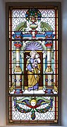 Saint Joseph stained glass window in the Saint Antony church in St. Ulrich in Gröden.jpg