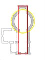 San Salvatore, schematische plattegrond van het geheel, de oudste structuren in grijs.