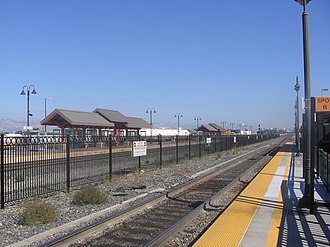 ACE service to Santa Clara station began in 2001, was suspended in 2005, and returned in 2012. Santa Clara station 0937 11.JPG
