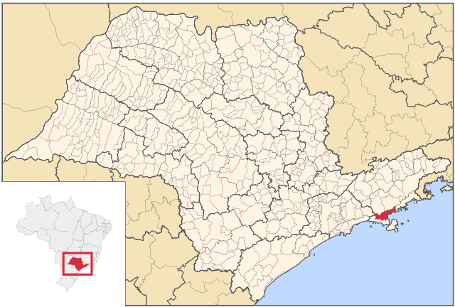 Localização da Estância Balneária de Caraguatatuba em São Paulo