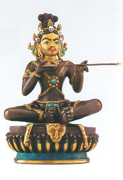 A contemporary bronze image of Saraha holding an arrow, probably made in Nepal
