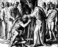 Moses Names Joshua To Succeed Him (woodcut by Julius Schnorr von Carolsfeld from the 1860 Bible in Pictures) Schnorr von Carolsfeld Bibel in Bildern 1860 063.png