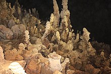 The Langun-Gobingob Cave System within the interior of Samar is a sacred abode for the Waray people. Sharp stalagmites at the floor of Langun-Gobingob cave.jpg