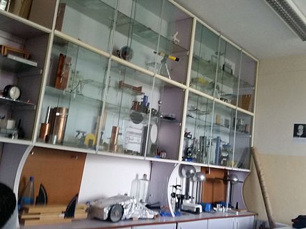Shelves of equipment in a high school Physics Laboratory, Addis Ababa