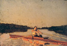 Sketch of Max Schmitt in a Single Scull