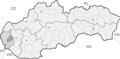 Map of Slovakia, Pezinok district and Bratislava region highlighted