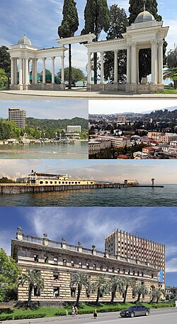 Tòa nhà chính phủ Abkhazia, bị phá hủy trong cuộc nổi sậy 27/9/1993, hiện vẫn còn phế tích