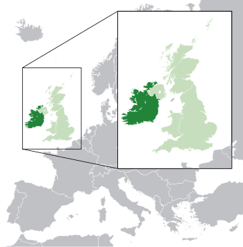 Location of Southern Ireland {{{1}}}  (dark green) in the United Kingdom (green)