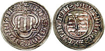 Kurfürst Ernst, Herzog Albrecht, Herzog Wilhelm III. (1465–1482), Spitzgroschen (14)78, Mmz. Kleeblatt, Münzstätte Zwickau