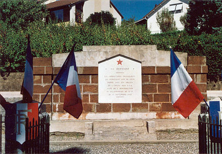 The original memorial to the "Yugoslavian combatants" in Villefranche unveiled in 1952