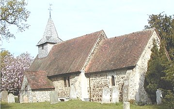 Example of a small village church in Pyrford, Surrey, England