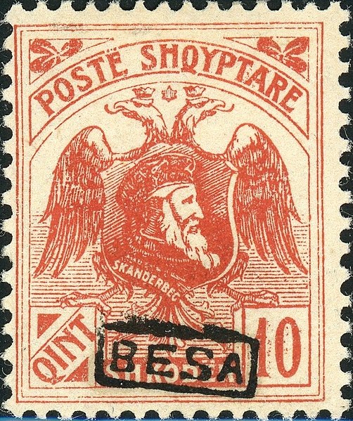 File:Stamp of Albania - 1922 - Colnect 182249 - Rectangle with BESA overprinted in black.jpeg