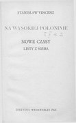 Stanisław Vincenz 90 Na wysokiej połoninie Listy z nieba