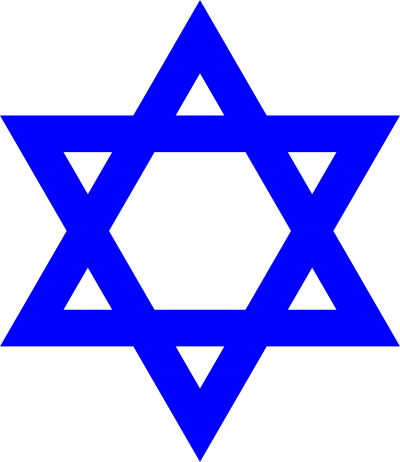 The Star of David as depicted on the flag of Israel.