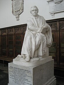 Thomas Babington Macaulay by Thomas Woolner Statue of Thomas Babington Macaulay at Trinity College, Cambridge.jpg