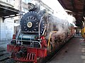 Steam engine 85 shunting stock at La Sabana station, Bogota on 2.January.2011..JPG