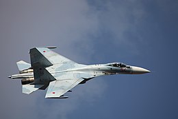 Su-27SM3 under flyvning, fejring af 100-året for Russian Air Force.jpg