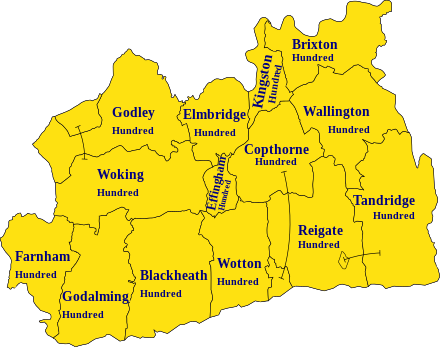 The division of Surrey into hundreds from c. 800