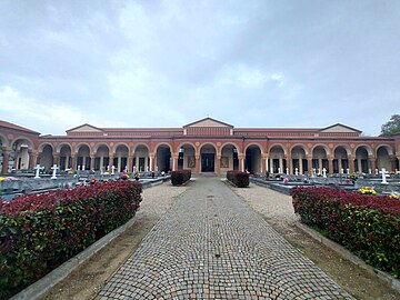 Symmetrical arches and the entrance to the church