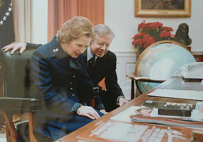 Thatcher sitting with Jimmy Carter