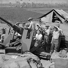 Bofors gun crew on the alert in Italy, 7 April 1944. The British Army in Italy 1944 NA13703.jpg