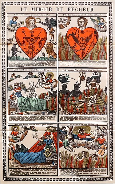 File:The Sinner's Mirror by Francois Georgin, 1825, epinal print, in L'Ymagier no. 1 - The Carnival of Being (Alfred Jarry at the Morgan) - Morgan Library & Museum - New York City - DSC06824.jpg