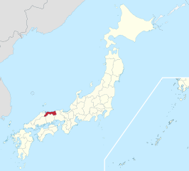 Kaart van Japan met Tottori gemarkeerd
