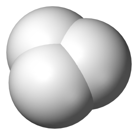 Space-filling model of the H+ 3 cation