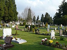 A section of newer graves near the centre of the cemetery. April 2008 Tunbridge Wells cemetery - geograph.org.uk - 803876.jpg