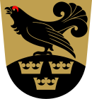 The black grouse in the coat of arms of Tuusniemi Tuusniemi.vaakuna.svg